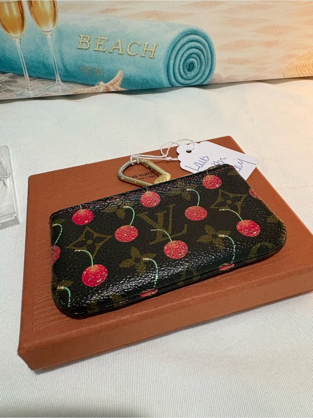 Authentic Louis Vuitton Cerises Monogram Cles Key card case Pouch w/ Certificate